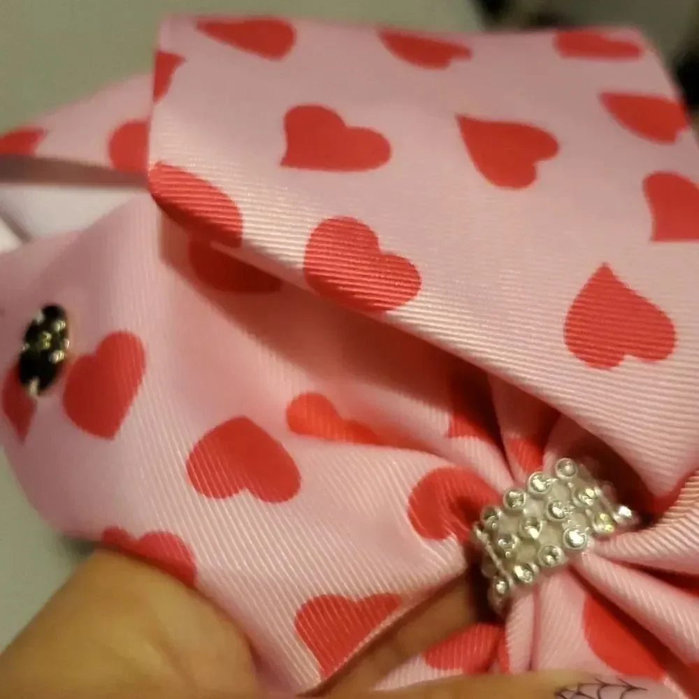 Pink Heart Fabric Bow